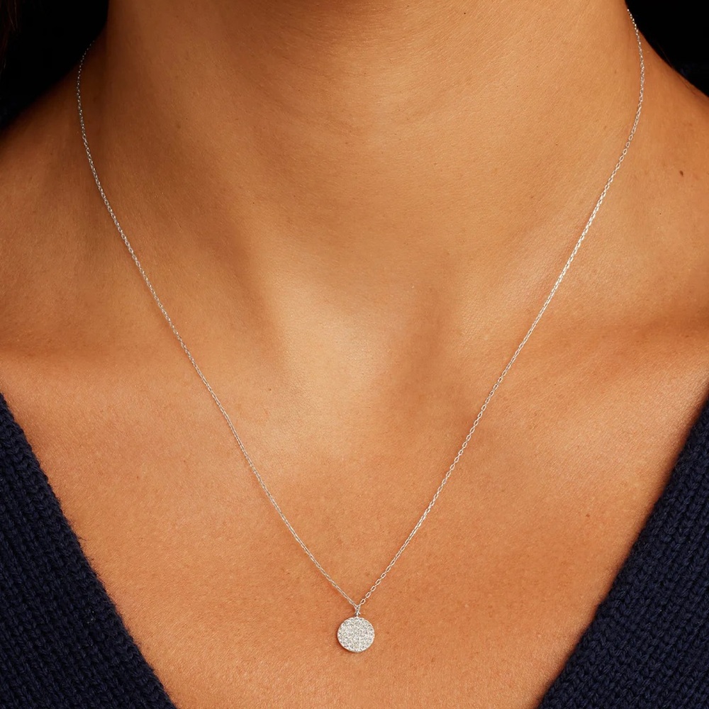 Pave Diamond 18K White Gold Pendant